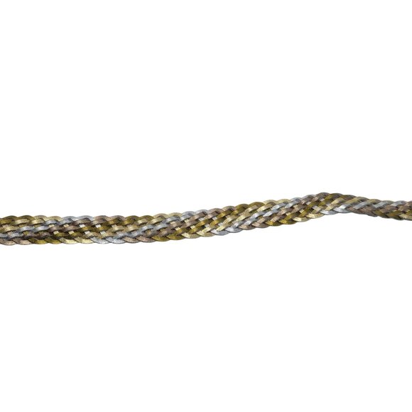 Vtg Metallic Gold Silver Platinum Braided Leather Belt Sz XL Western‎ Glam Disco main image 8